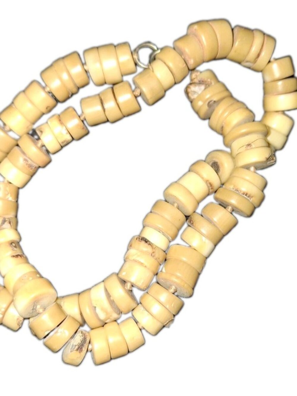rustic coral or possibly bone undyed heishi bead necklace tribal earthy